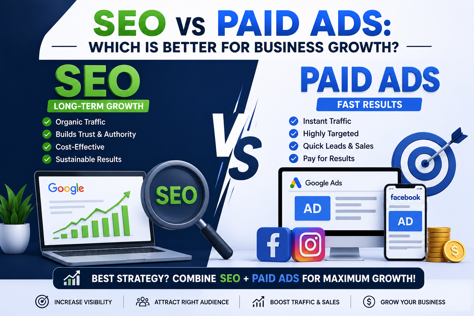 Read more about the article SEO vs Paid Ads: Which Is Better For Business Growth?