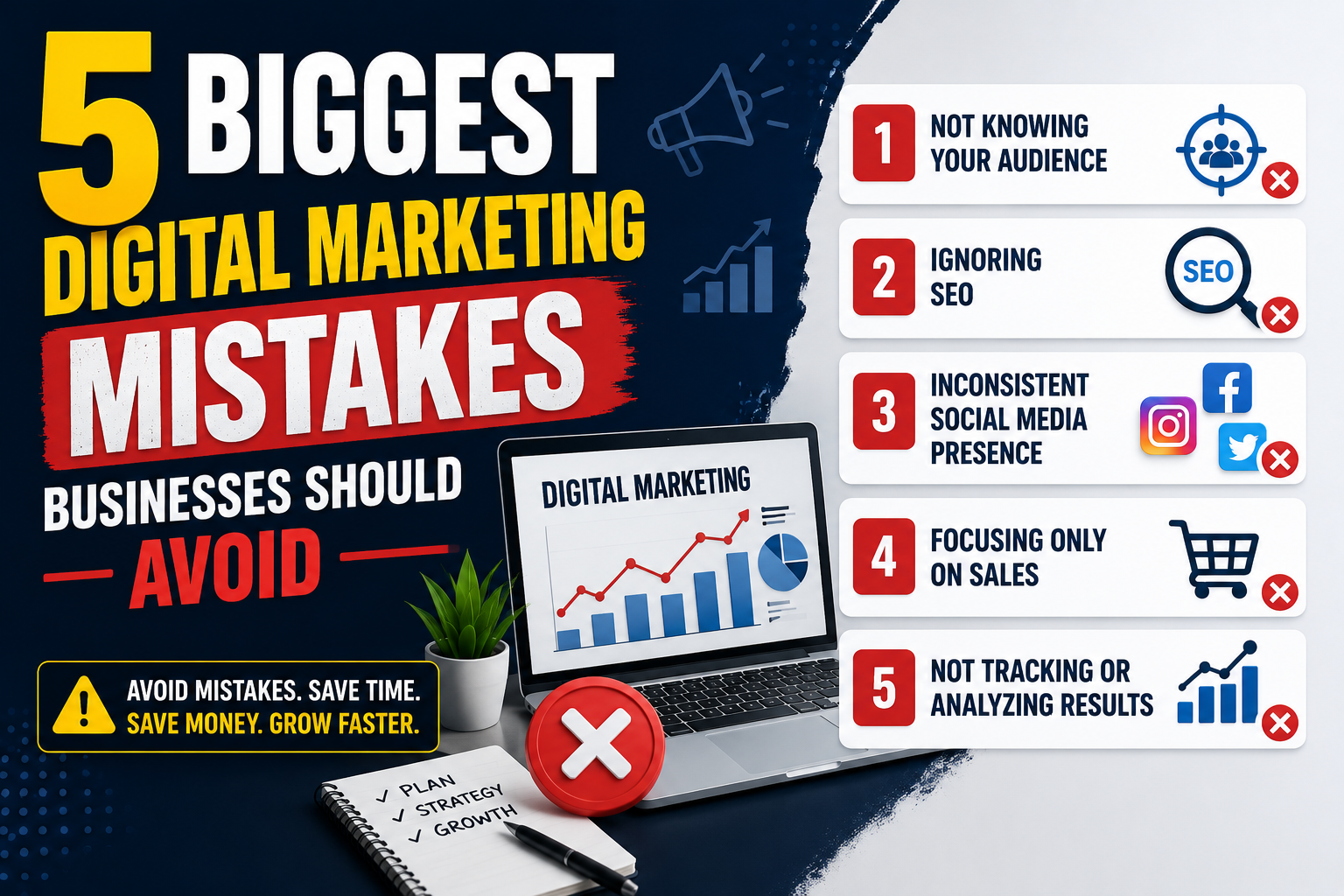 Read more about the article 5 Biggest Digital Marketing Mistakes Businesses Should Avoid
